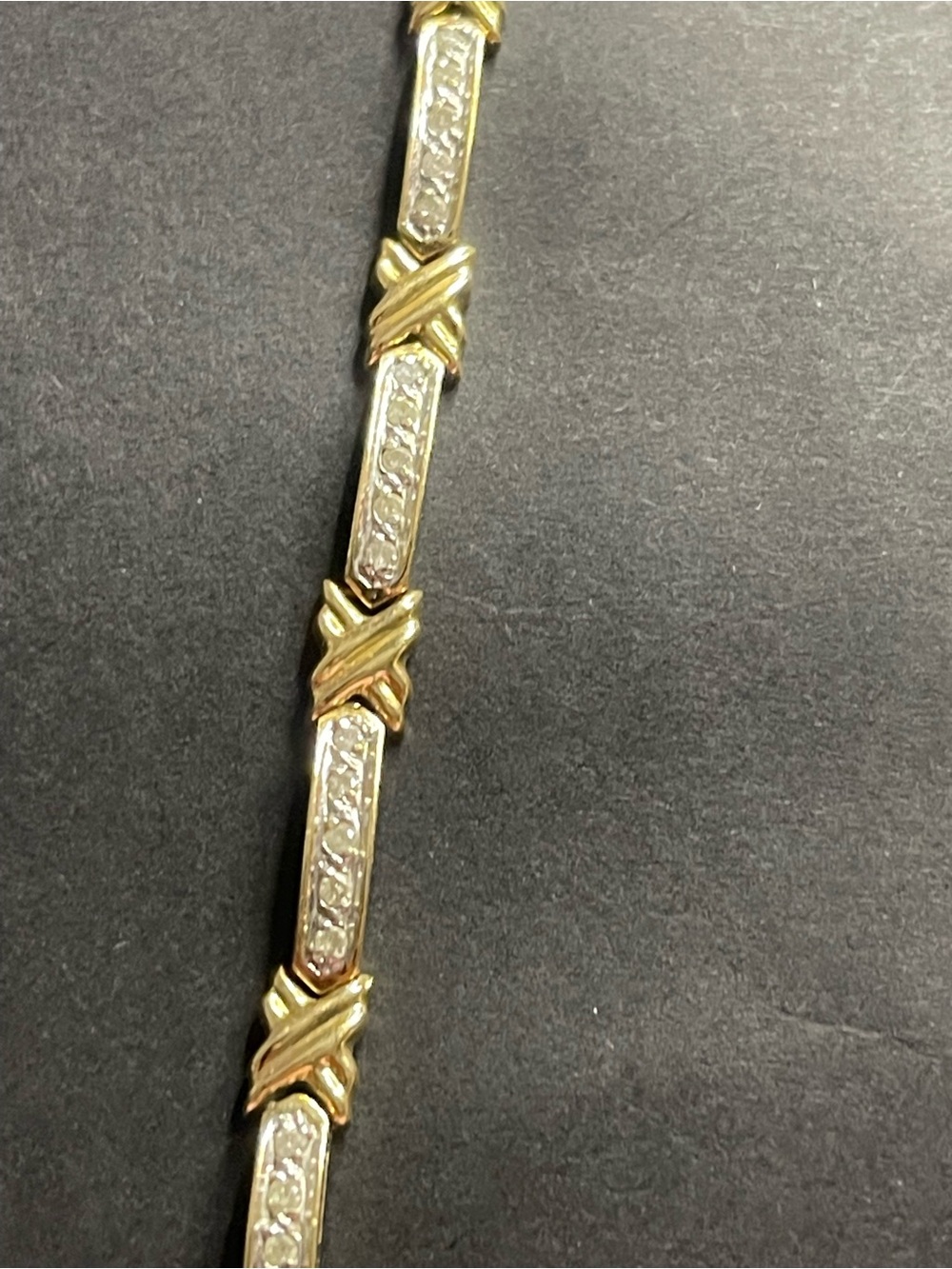 14k Gold and white gold Two-Tone X-Link Bracelet with genuine diamonds Stones